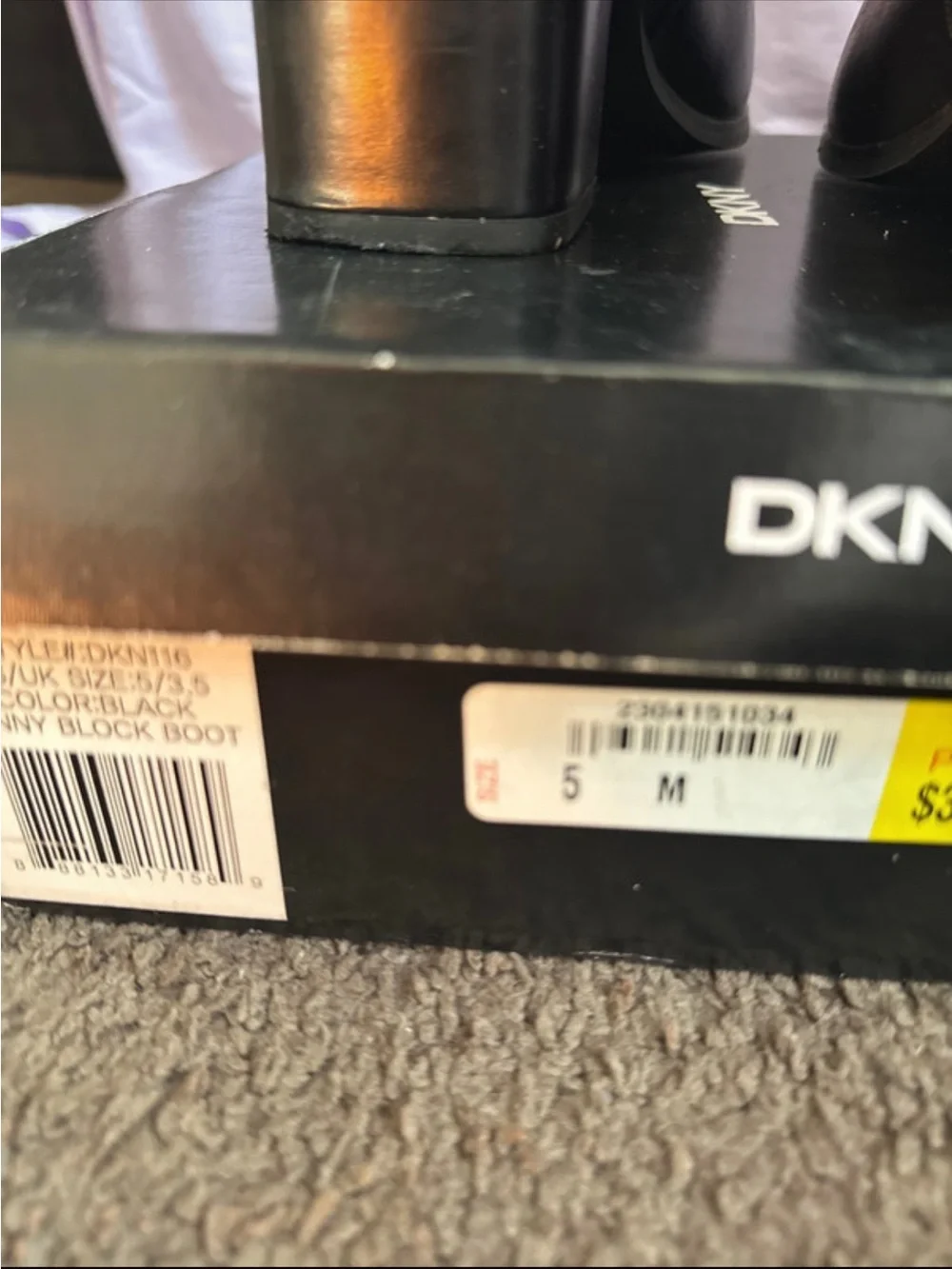 DKNY Black Leather Ankle Booties with Logo Strap